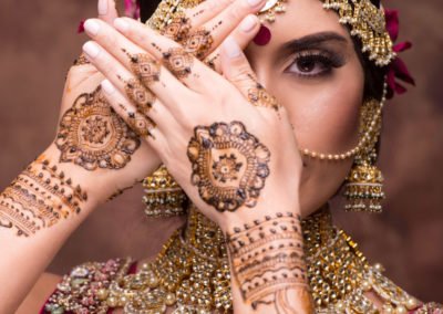 Gallery | Rouge Henna London | Bridal model with henna and accessories
